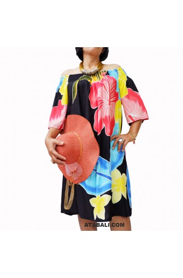 Balinese Daily Casual Poncho Top Dress Handpainting Flower New Design 